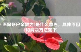 医保账户余额为0是什么意思，具体原因和解决方法如下