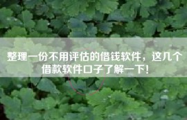 整理一份不用评估的借钱软件，这几个借款软件口子了解一下！