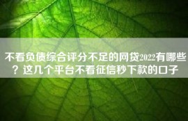 不看负债综合评分不足的网贷2022有哪些？这几个平台不看征信秒下款的口子