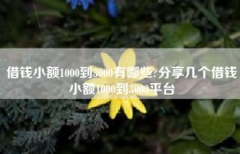 借钱小额1000到3000有哪些?分享几个借钱小额1000到3000平台