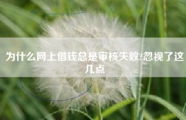 为什么网上借钱总是审核失败?忽视了这几点