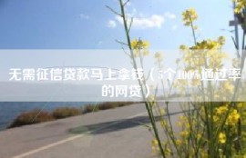 无需征信贷款马上拿钱（5个100%通过率的网贷）