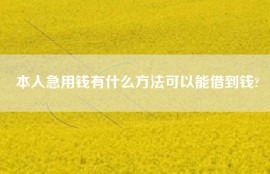 本人急用钱有什么方法可以能借到钱?