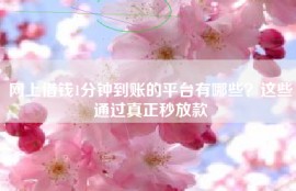 网上借钱1分钟到账的平台有哪些？这些通过真正秒放款