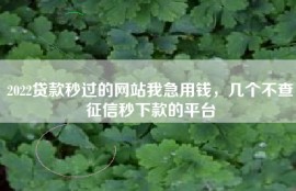 2022贷款秒过的网站我急用钱，几个不查征信秒下款的平台