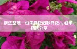 精选整理一份黑网贷借款网贷app名单，精选分享