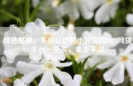 精选整理，不用征信的小额贷款2022网贷平台一览表，拿走不谢