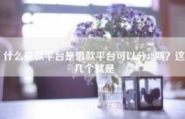 什么贷款平台是借款平台可以分48期？这几个就是