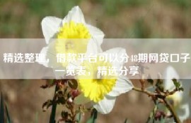 精选整理，借款平台可以分48期网贷口子一览表，精选分享