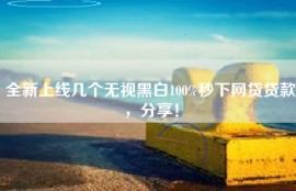 全新上线几个无视黑白100%秒下网贷贷款，分享！