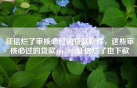 征信烂了审核必过的贷款软件，这些审核必过的贷款app2022征信烂了也下款