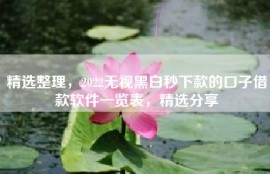 精选整理，2022无视黑白秒下款的口子借款软件一览表，精选分享