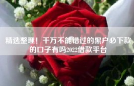精选整理！千万不能错过的黑户必下款的口子有吗2022借款平台