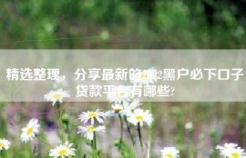 精选整理，分享最新的2022黑户必下口子贷款平台有哪些?