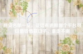 网贷名单一览，征信有逾期哪个平台可以借钱借款口子，拿走不谢
