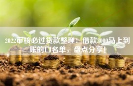 2022审核必过贷款整理：借款3000马上到账的口名单，盘点分享！