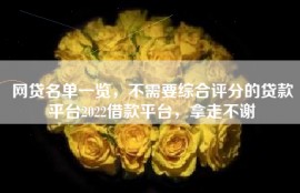 网贷名单一览，不需要综合评分的贷款平台2022借款平台，拿走不谢
