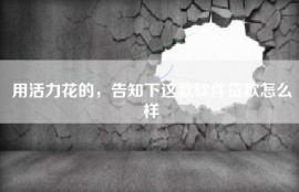 用活力花的，告知下这款软件贷款怎么样