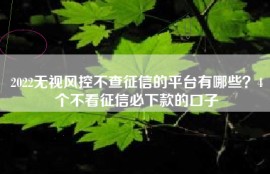 2022无视风控不查征信的平台有哪些？4个不看征信必下款的口子
