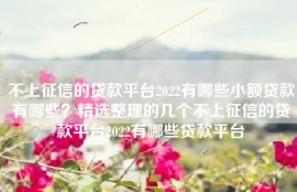 不上征信的贷款平台2022有哪些小额贷款有哪些？精选整理的几个不上征信的贷款平台2022有哪些贷款平台