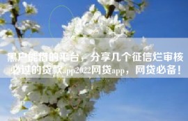 黑户能借的平台，分享几个征信烂审核必过的贷款app2022网贷app，网贷必备！