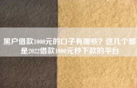 黑户借款1000元的口子有哪些？这几个都是2022借款1000元秒下款的平台