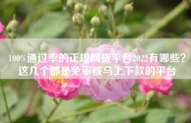 100%通过率的正规网贷平台2022有哪些？这几个都是免审核马上下款的平台