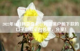 2022年10月网贷盘点：网贷黑户能下款的口子借款平台名单，分享！