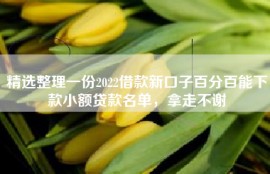 精选整理一份2022借款新口子百分百能下款小额贷款名单，拿走不谢