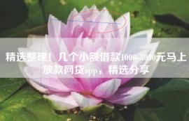 精选整理！几个小额借款1000-3000元马上放款网贷app，精选分享