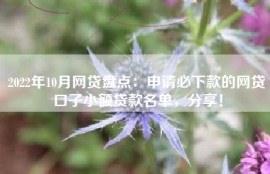 2022年10月网贷盘点：申请必下款的网贷口子小额贷款名单，分享！