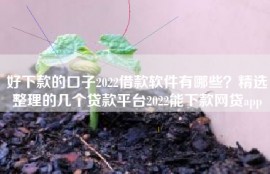 好下款的口子2022借款软件有哪些？精选整理的几个贷款平台2022能下款网贷app