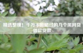 精选整理！千万不能错过的几个黑网贷借款贷款