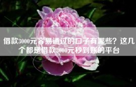 借款3000元容易通过的口子有哪些？这几个都是借款3000元秒到账的平台