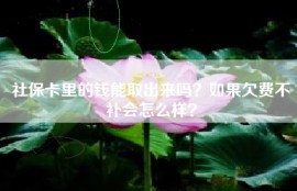 社保卡里的钱能取出来吗？如果欠费不补会怎么样？