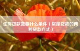 住房贷款需要什么条件（房屋贷款的两种贷款方式）