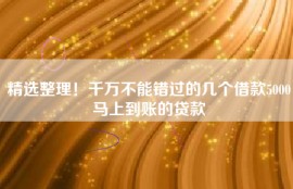 精选整理！千万不能错过的几个借款5000马上到账的贷款