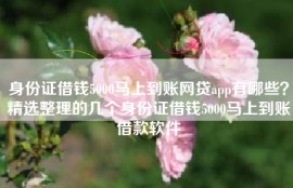 身份证借钱5000马上到账网贷app有哪些？精选整理的几个身份证借钱5000马上到账借款软件