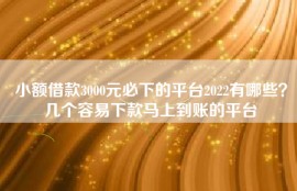 小额借款3000元必下的平台2022有哪些？几个容易下款马上到账的平台