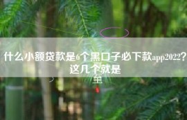 什么小额贷款是6个黑口子必下款app2022？这几个就是