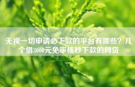 无视一切申请必下款的平台有哪些？几个借3000元免审核秒下款的网贷