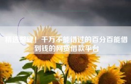 精选整理！千万不能错过的百分百能借到钱的网贷借款平台