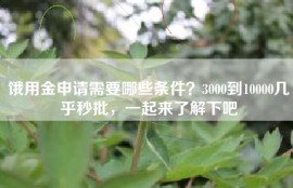 饿用金申请需要哪些条件？3000到10000几乎秒批，一起来了解下吧