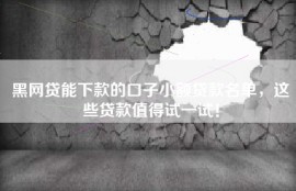 黑网贷能下款的口子小额贷款名单，这些贷款值得试一试！