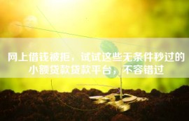 网上借钱被拒，试试这些无条件秒过的小额贷款贷款平台，不容错过
