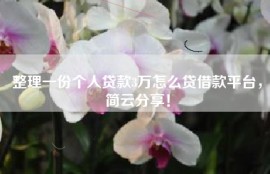 整理一份个人贷款3万怎么贷借款平台，简云分享！