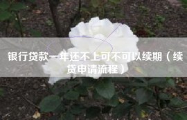 银行贷款一年还不上可不可以续期（续贷申请流程）
