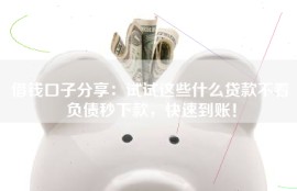 借钱口子分享：试试这些什么贷款不看负债秒下款，快速到账！