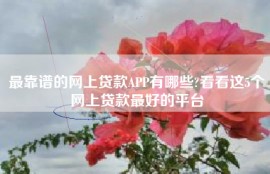 最靠谱的网上贷款APP有哪些?看看这5个网上贷款最好的平台