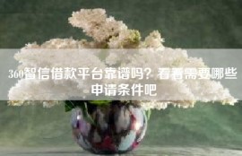 360智信借款平台靠谱吗？看看需要哪些申请条件吧